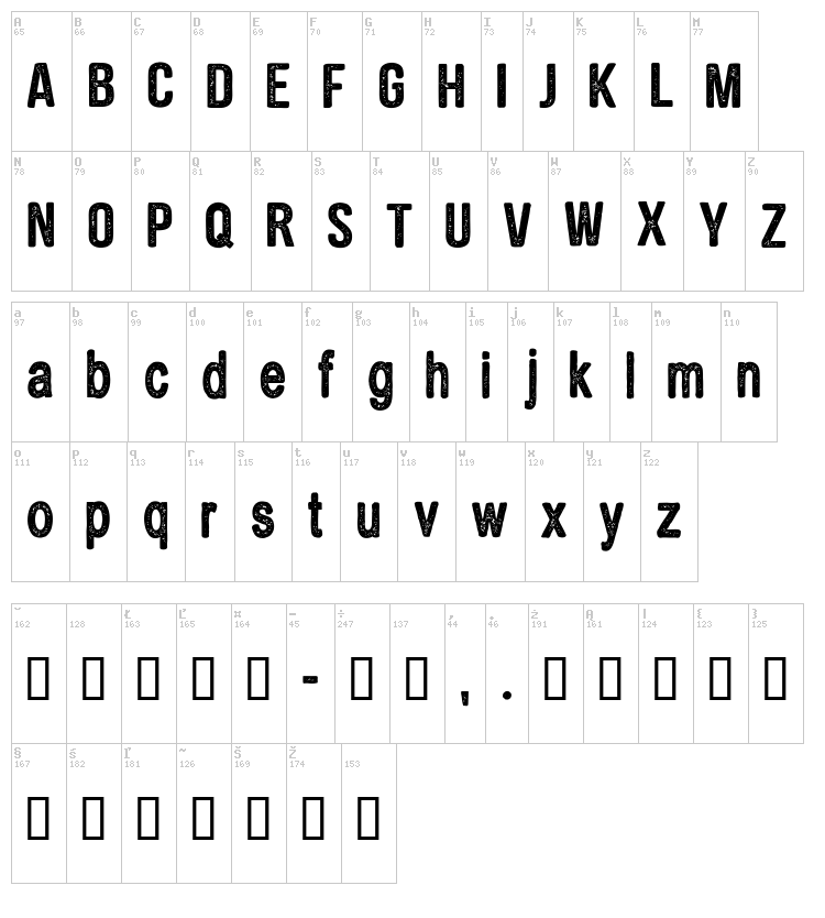 CF Brothers in Arms font map