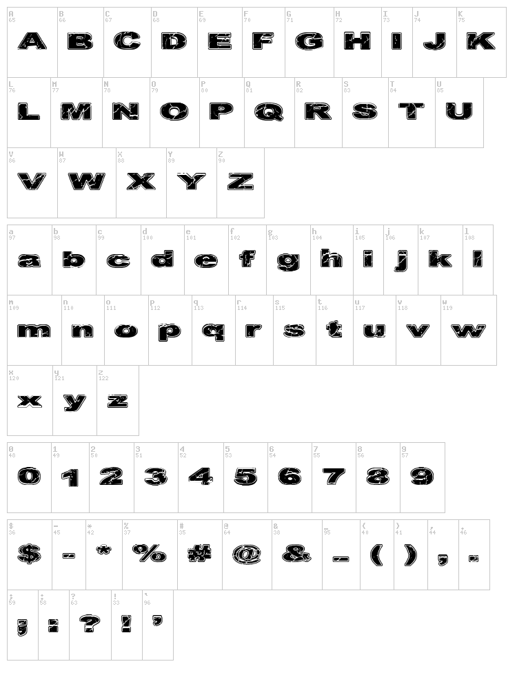 CF Cracked Stone font map
