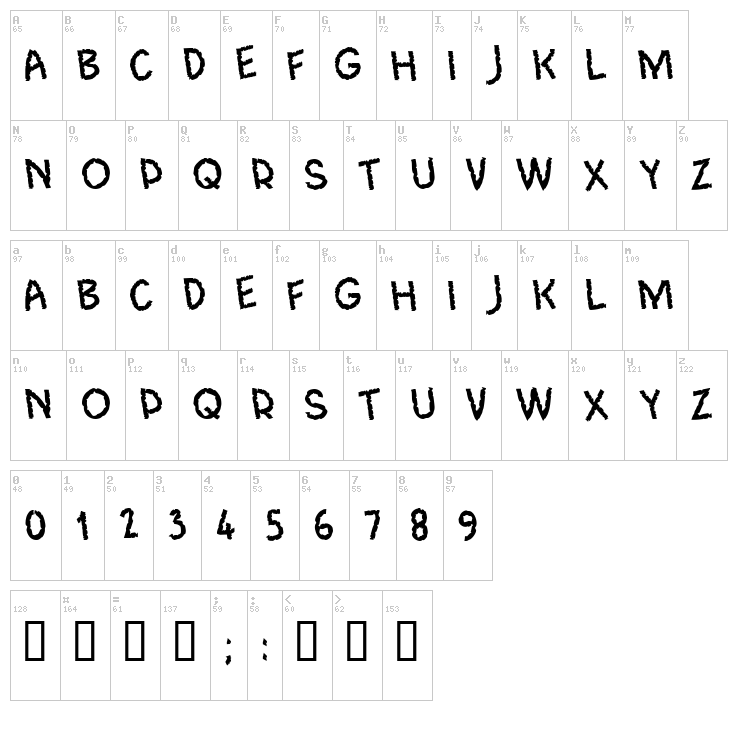 CF Jungle Adventure font map