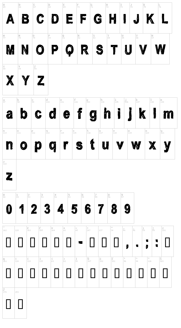 CF Nostalgia font map