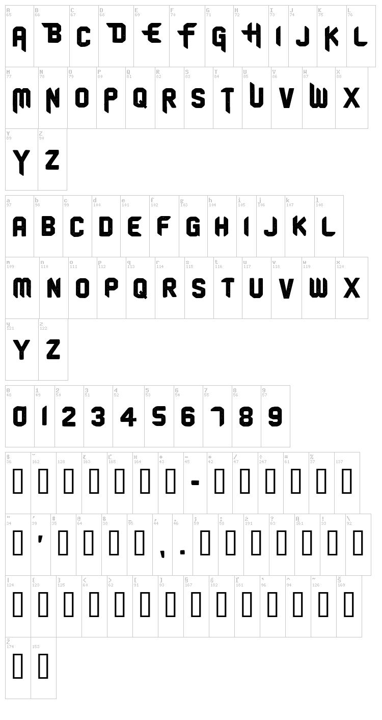 CF Old School font map
