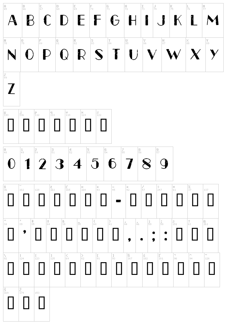 CF Paris Old Style font map