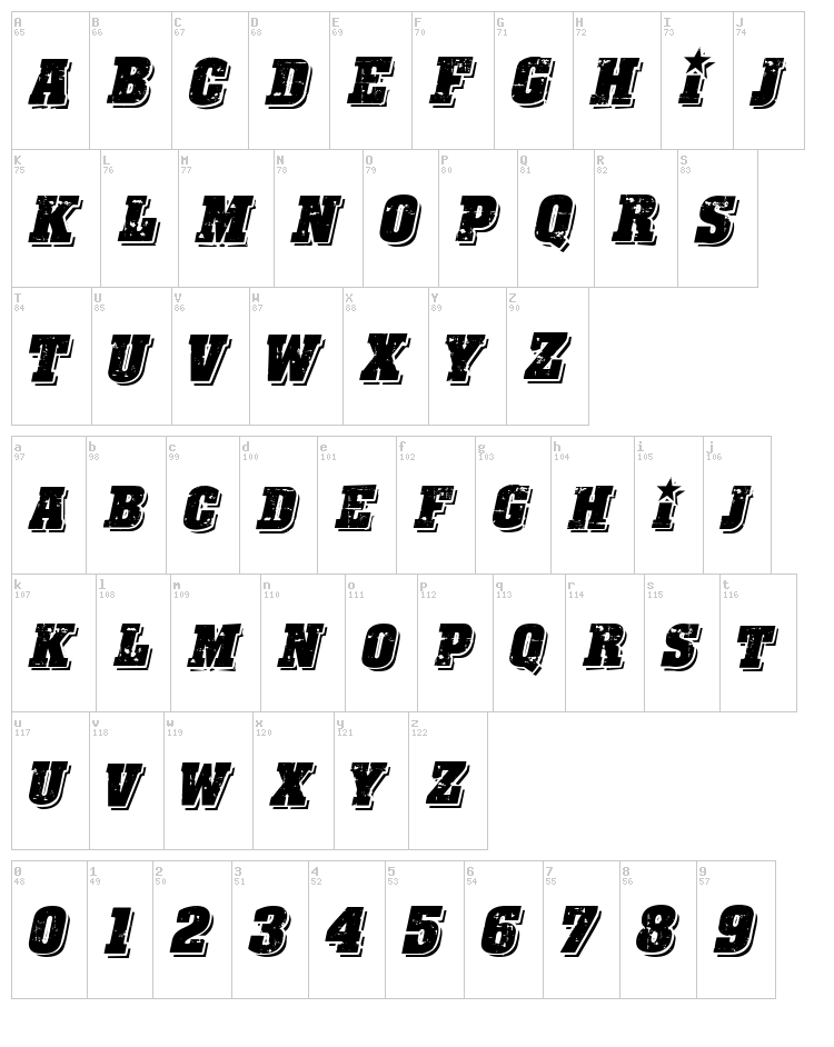 CF Revolution font map