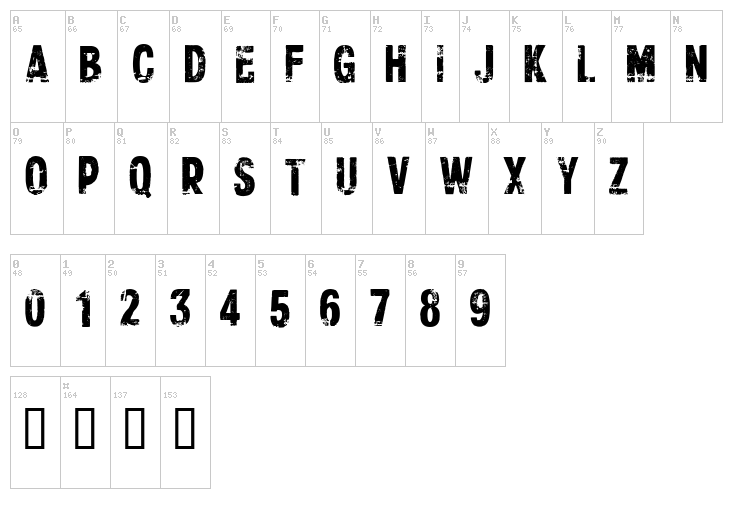 CF Xerography font map