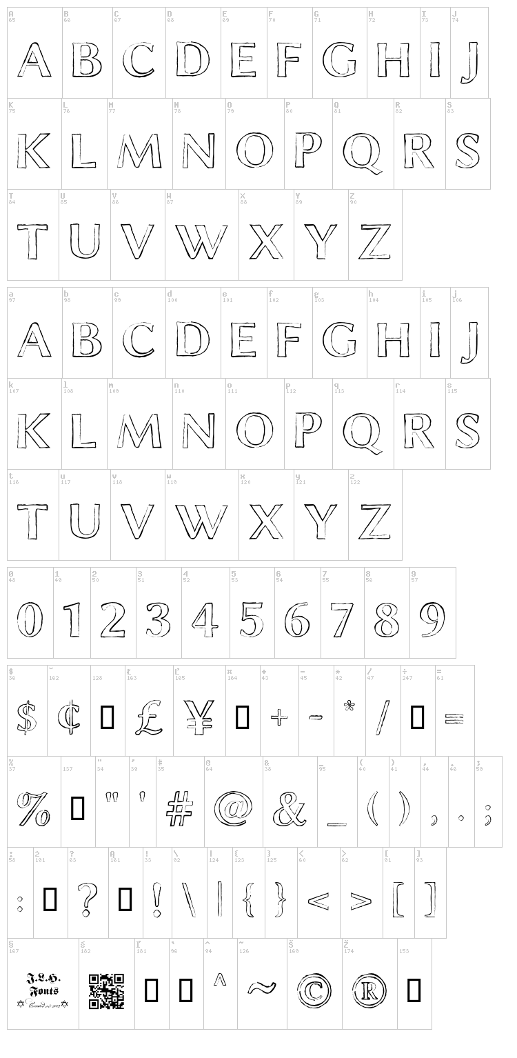 Chalk Line Outline font map