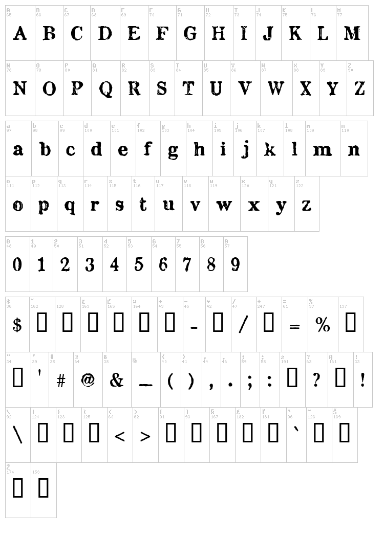 Chenier font map