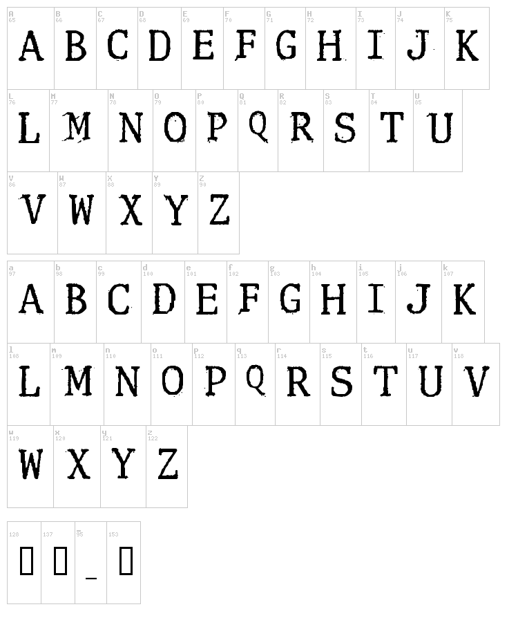 Clunk font map
