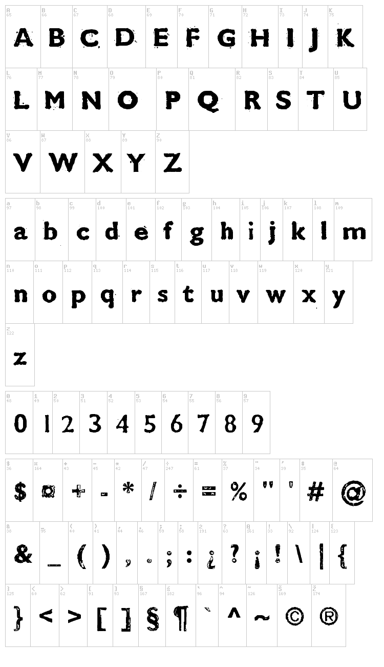 CM Destroy font map