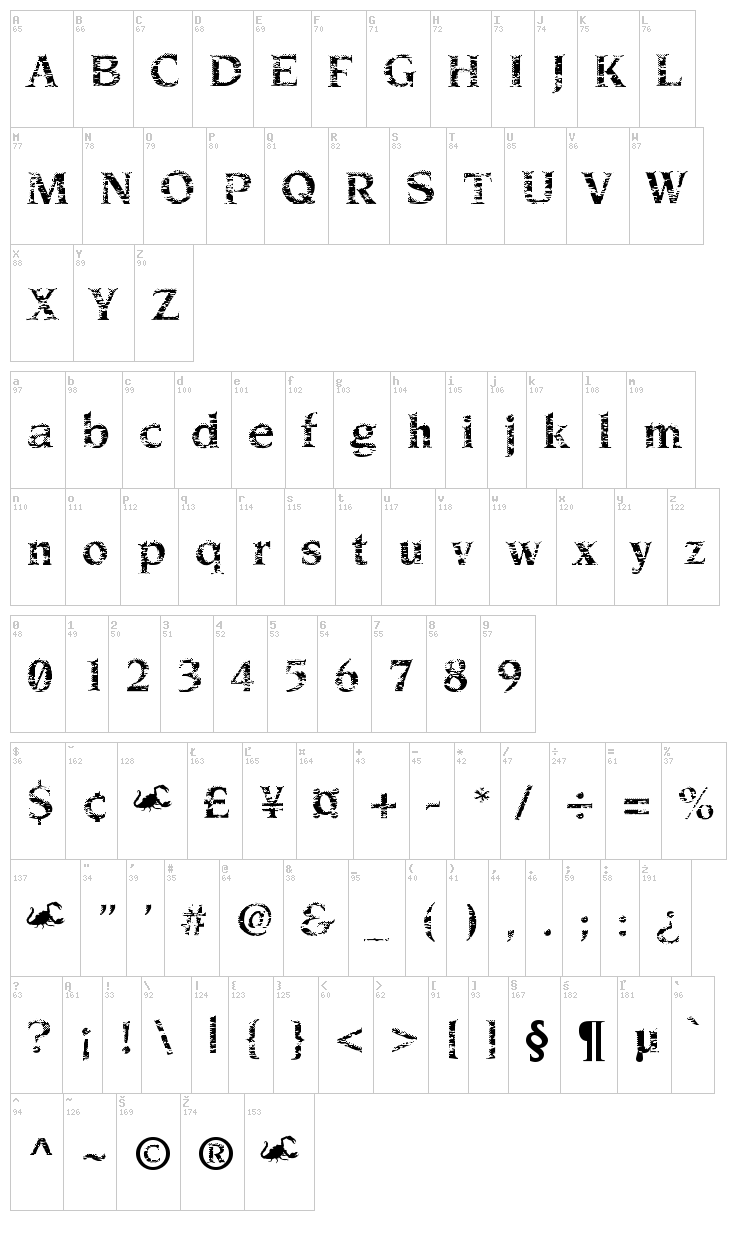 CM Old Firehouse font map