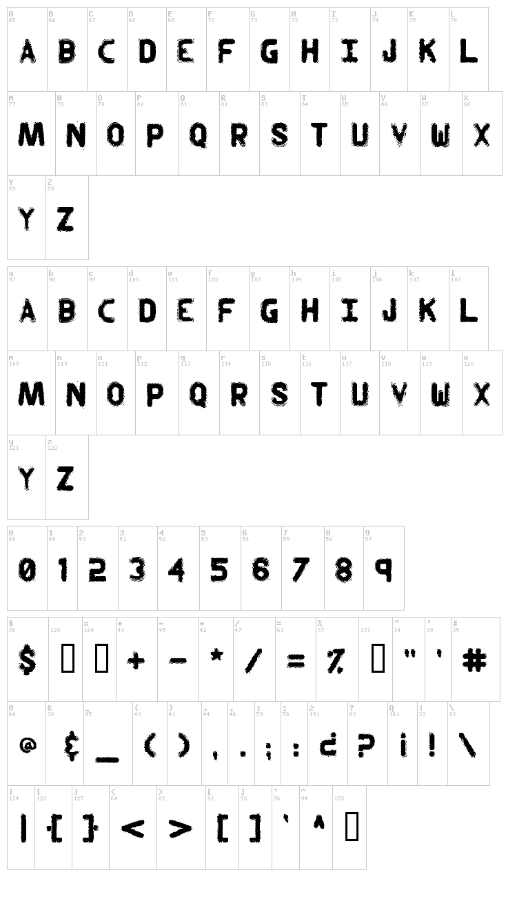 CM Old Halftone font map