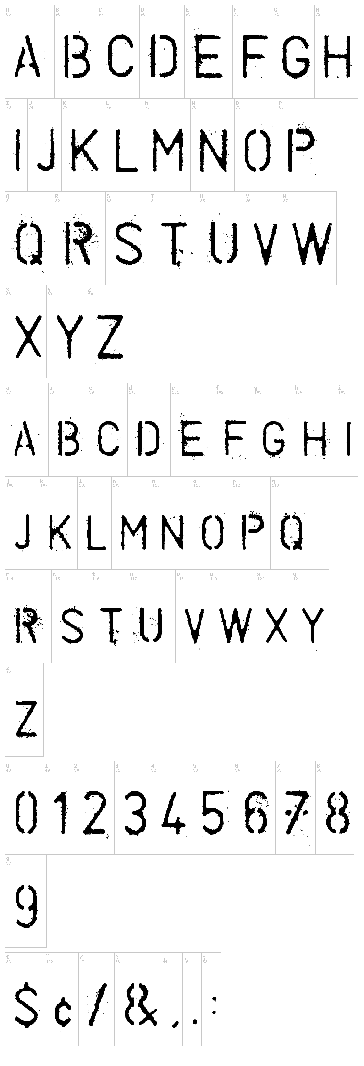 Cold Coffee font map