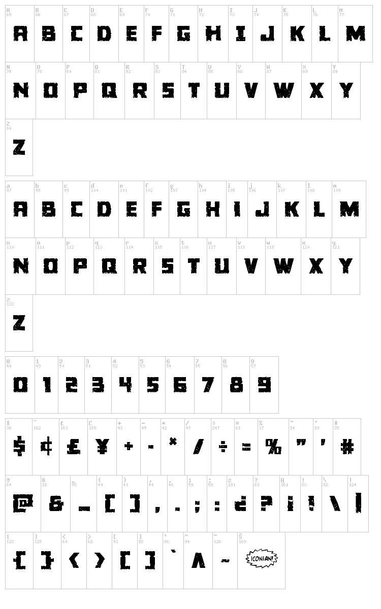 Colossus font map