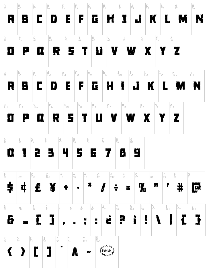 Colossus font map