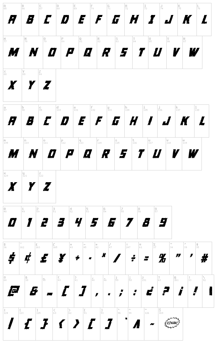 Colossus font map