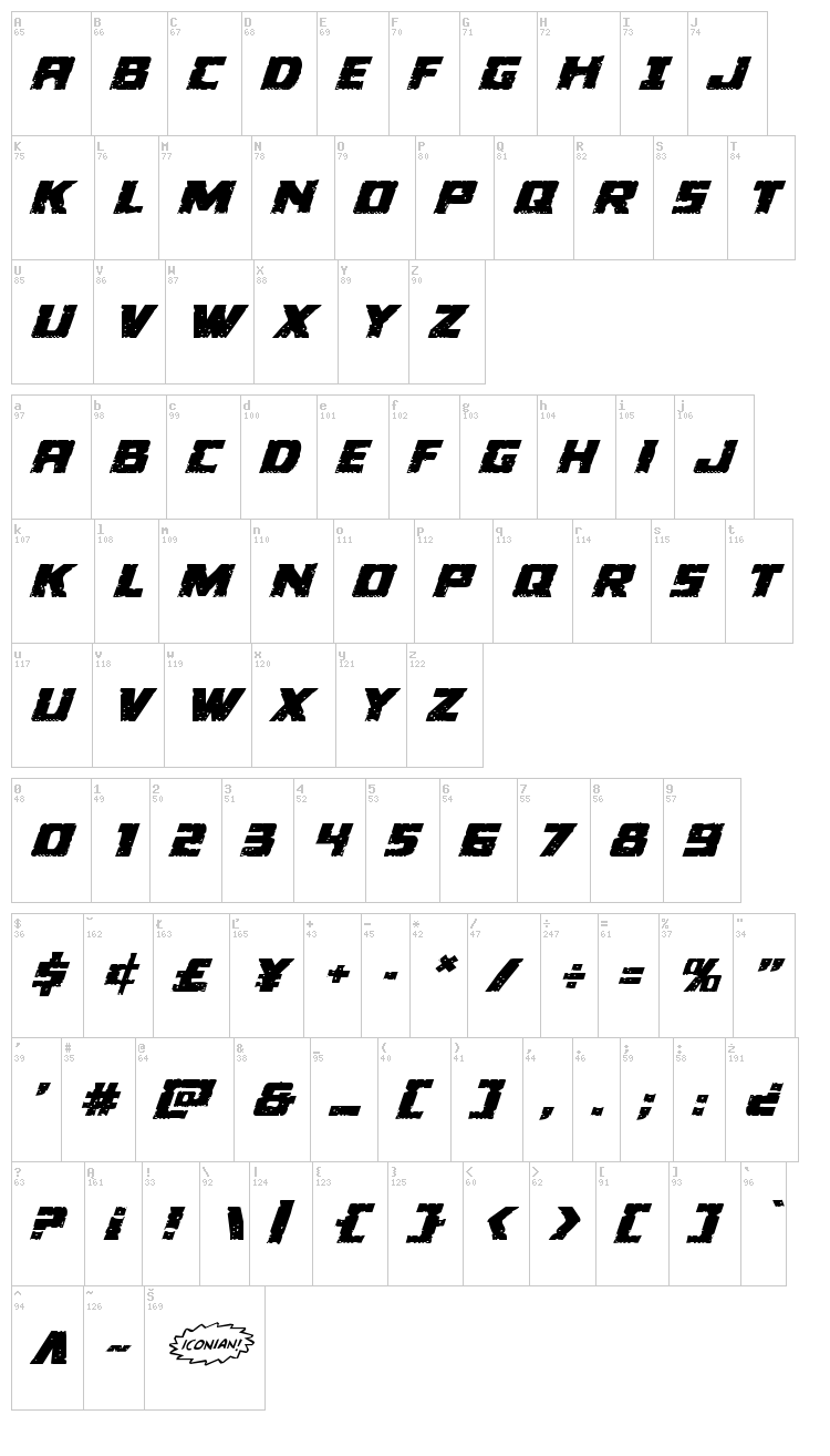 Colossus font map