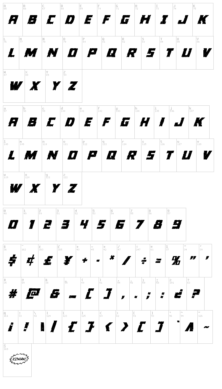 Colossus font map