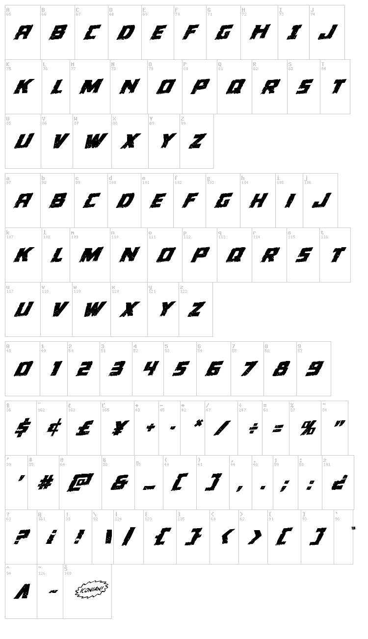 Colossus font map