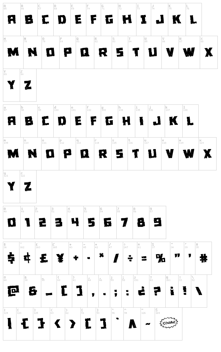 Colossus font map