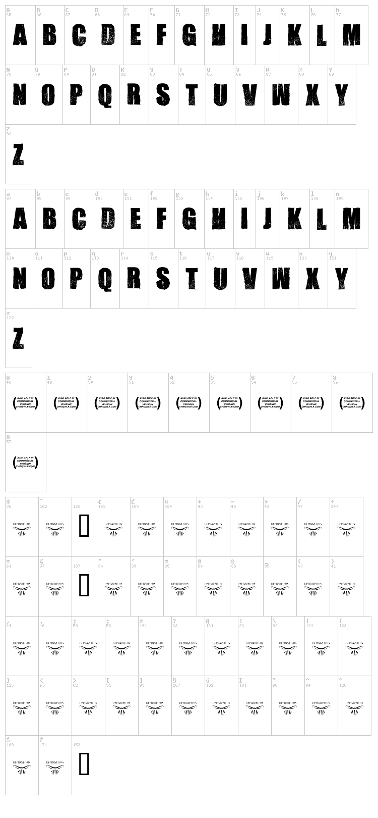 Cook County Jailhouse font map