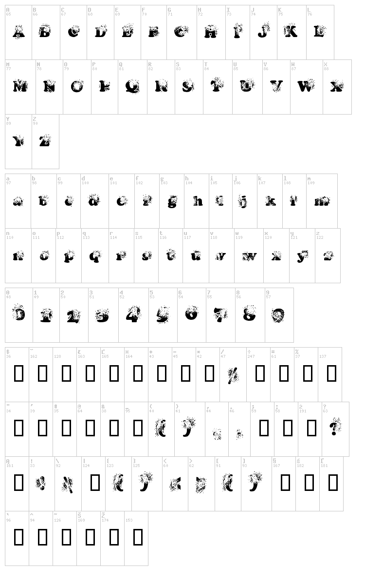 Coop Deville font map
