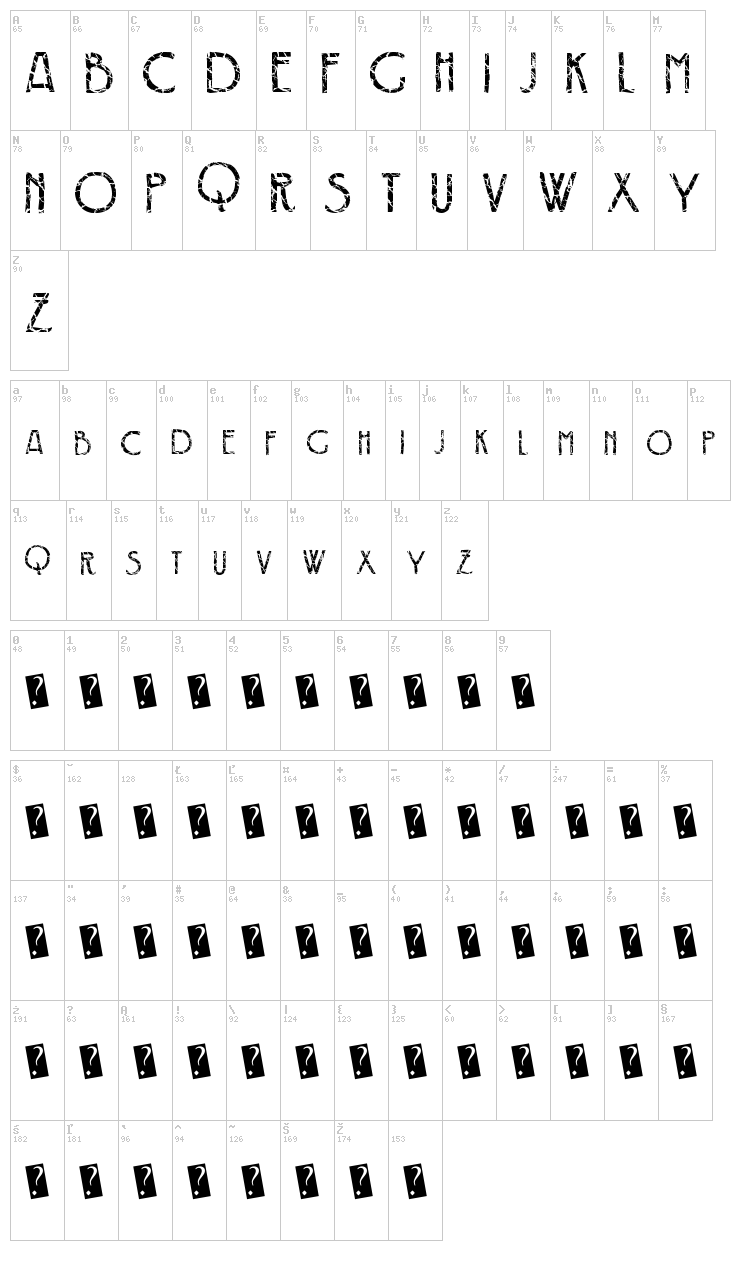 Crack Deco font map
