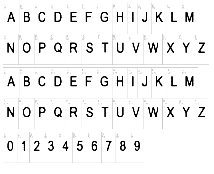 Crakos font map