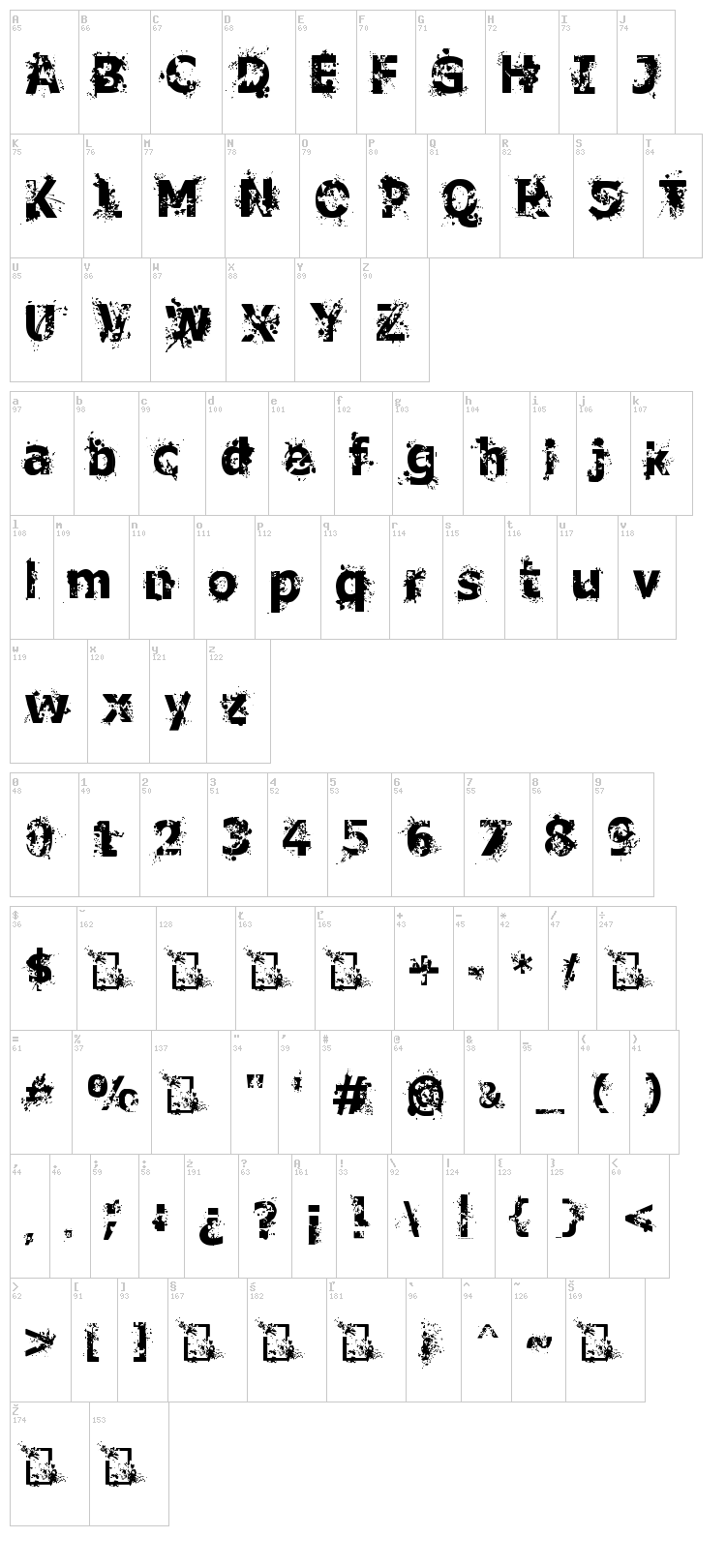Crime Scene font map