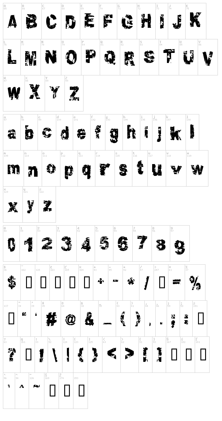Crookiid font map