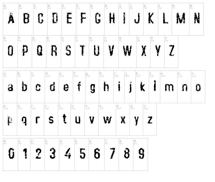 Crustype font map