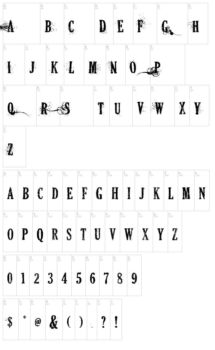 Dead Secretary font map