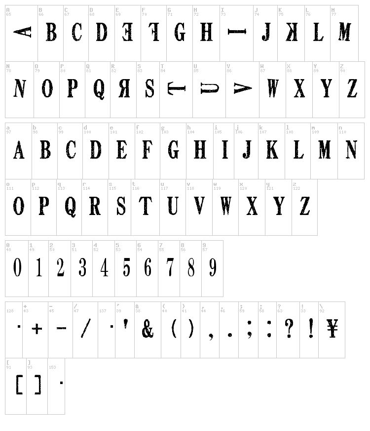 Death Font font map