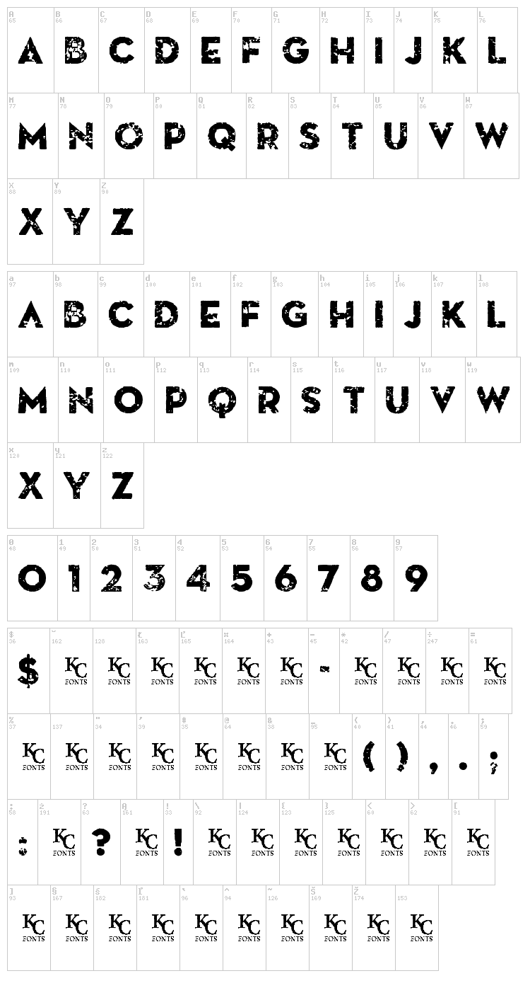 Death From Above font map