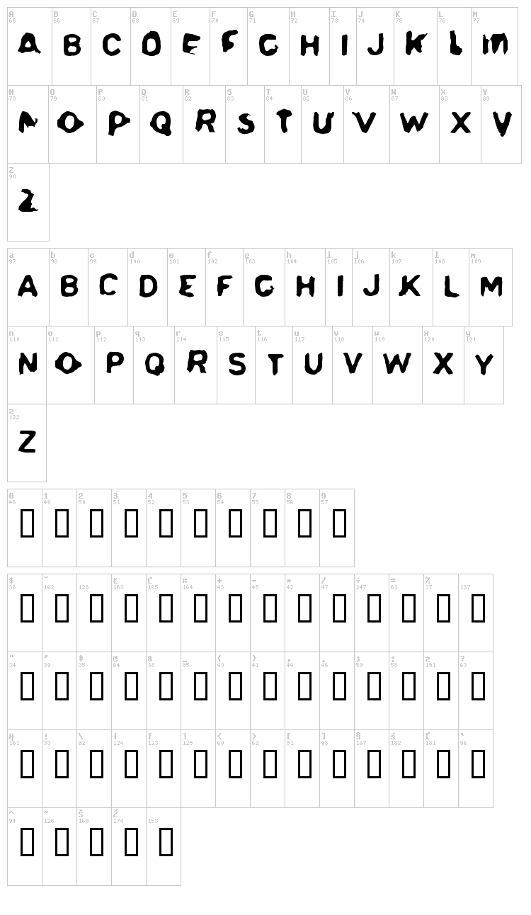 Delerium font map