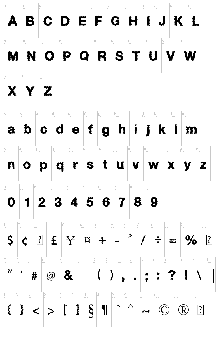 Diffuse away font map