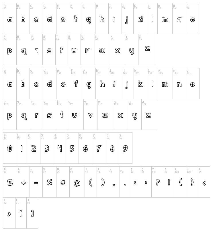 Dirt2 Echo font map