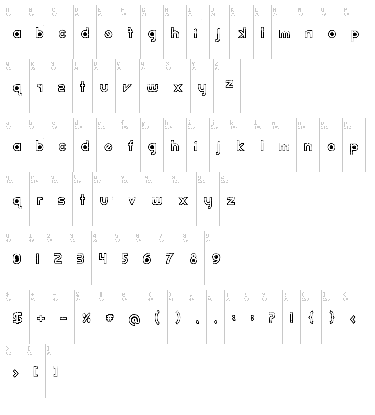 Dirt2 Echo font map