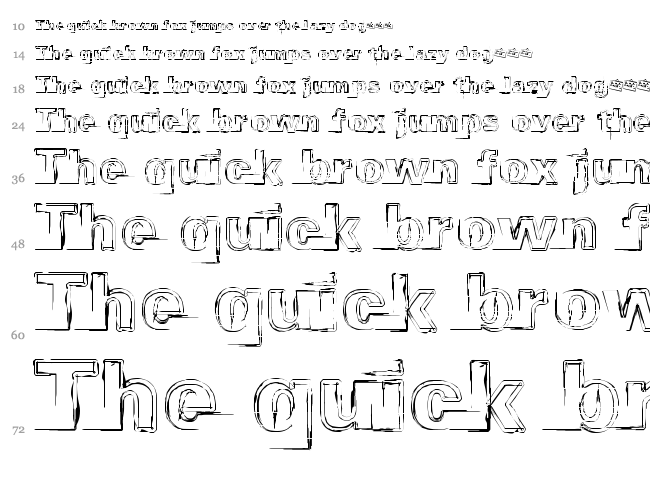 Distopia Black Outlines font waterfall