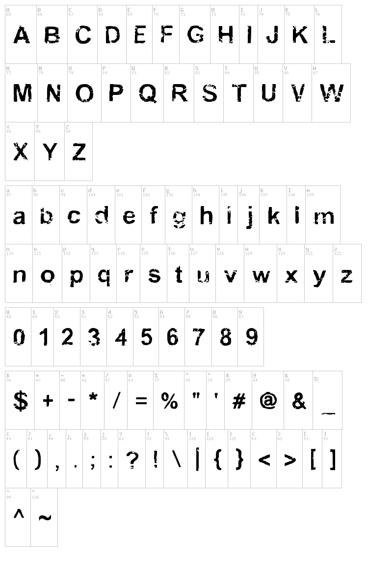 Draff font map