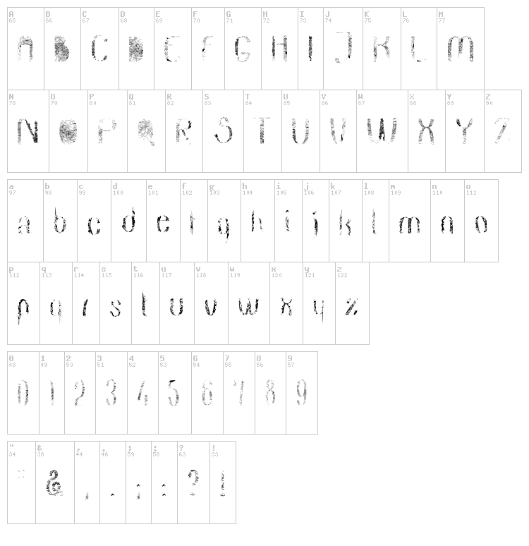 Dreamcatcher font map