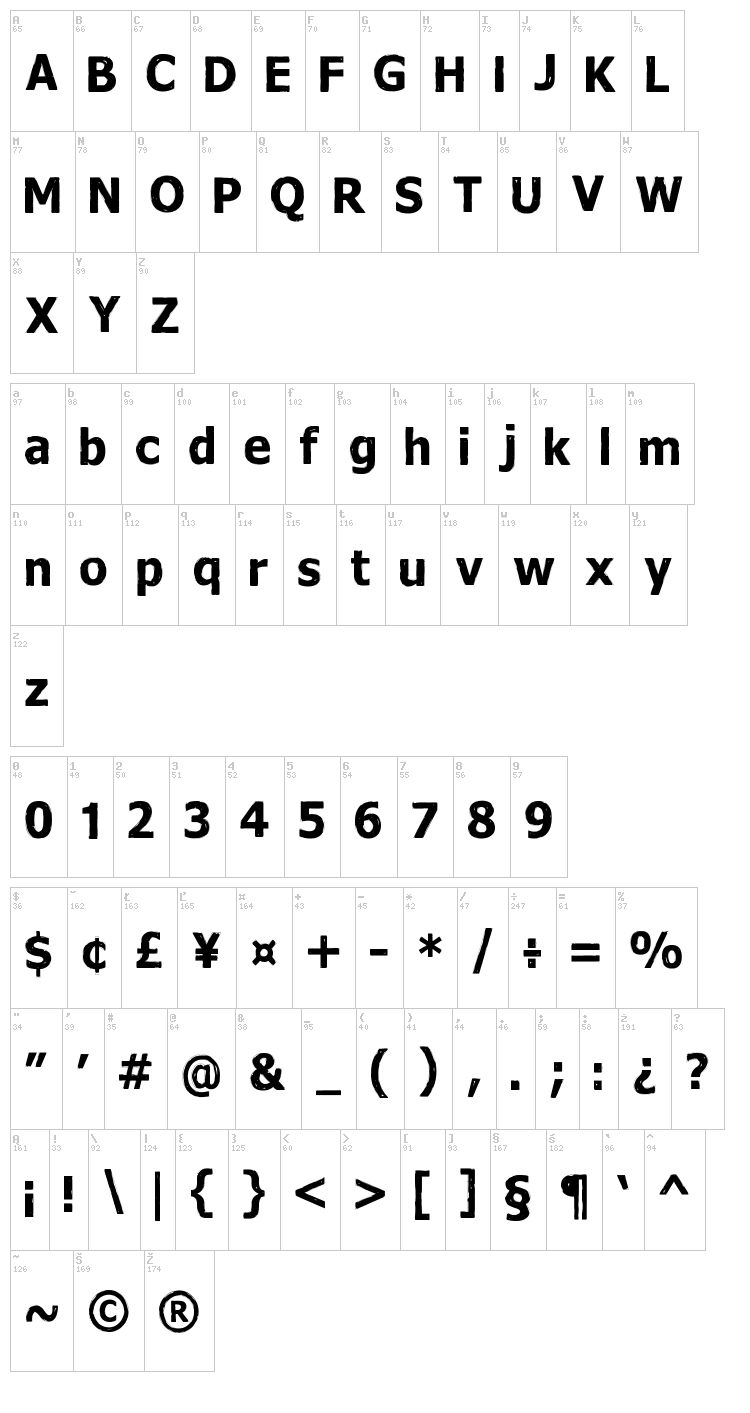 Dreamer font map