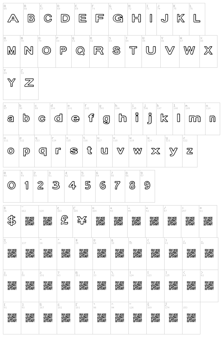 Drop Inside font map