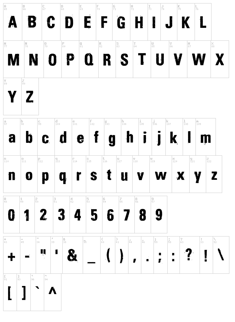 DubTone font map