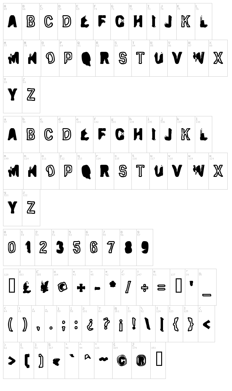 Eclipsed Moon font map
