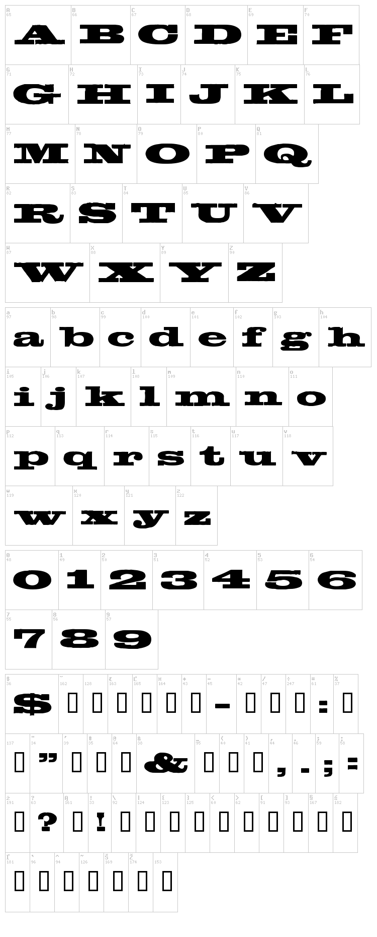Egyptientto2 font map
