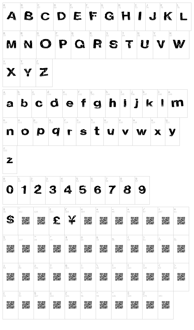 Electric Night font map