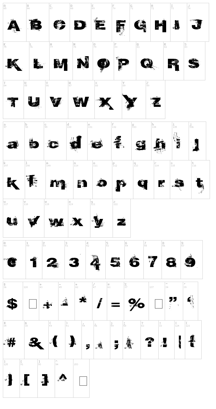 Epoxy History font map