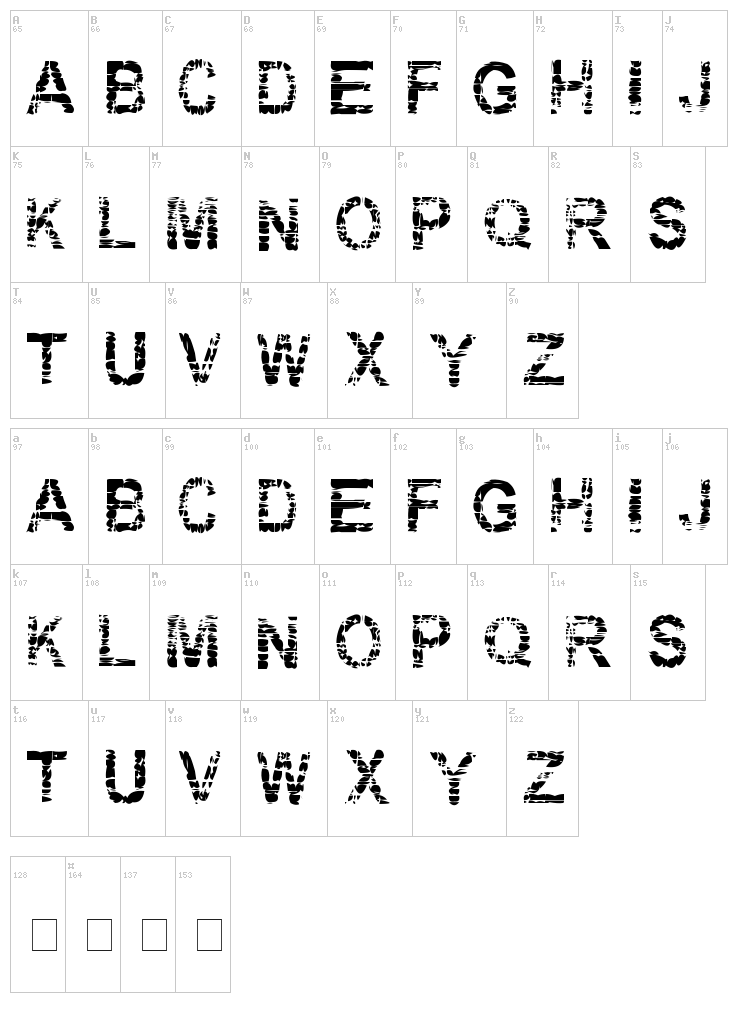Eraser font map