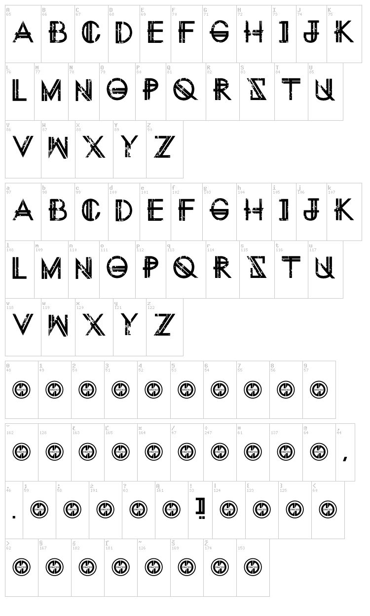Eternity Tomorrow font map