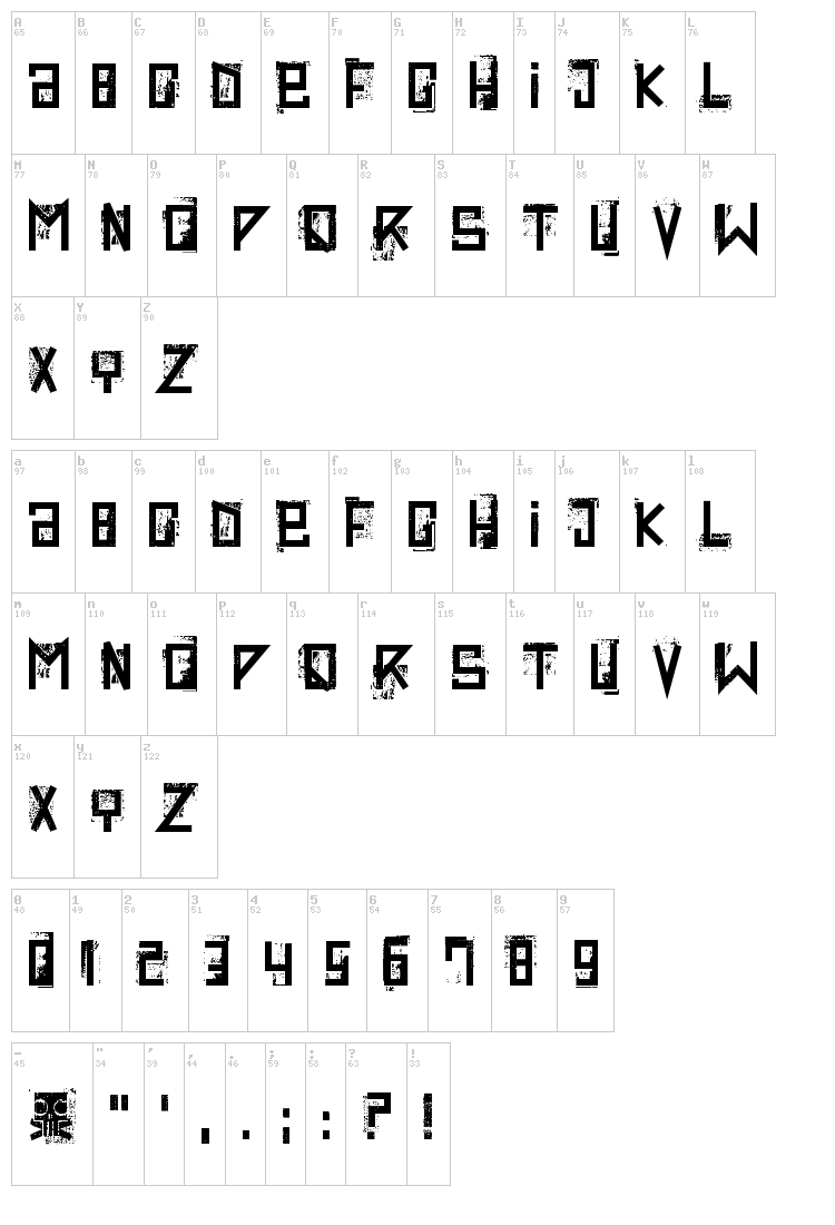 Extravaganza font map