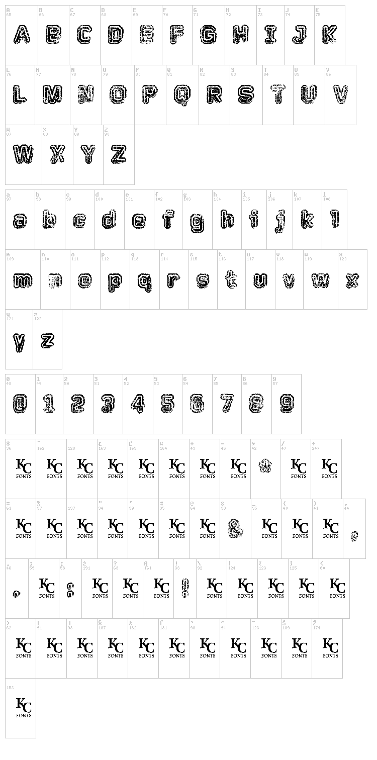 Faded Memory font map
